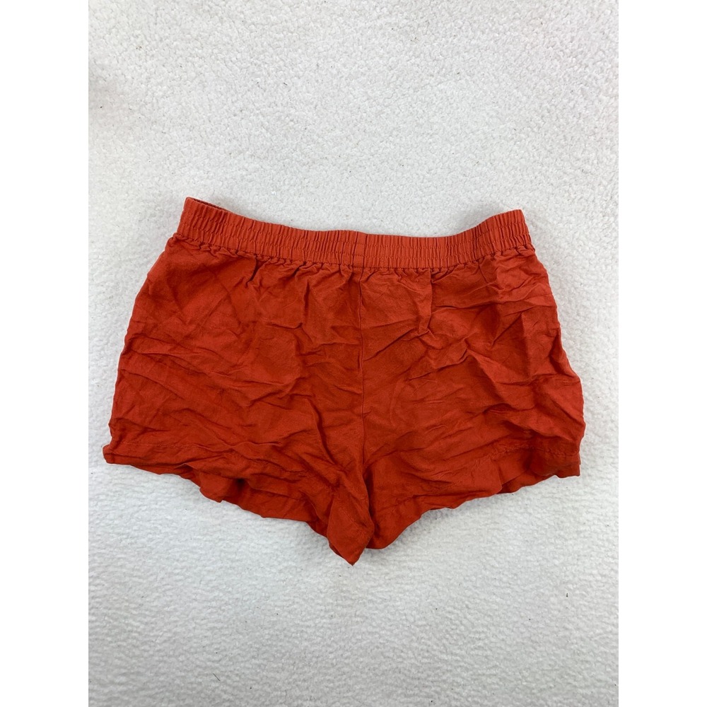Madewell Linen-Blend Track Shorts Womens M Orange Pleated Elastic Waist Pull On - Picture 9 of 9